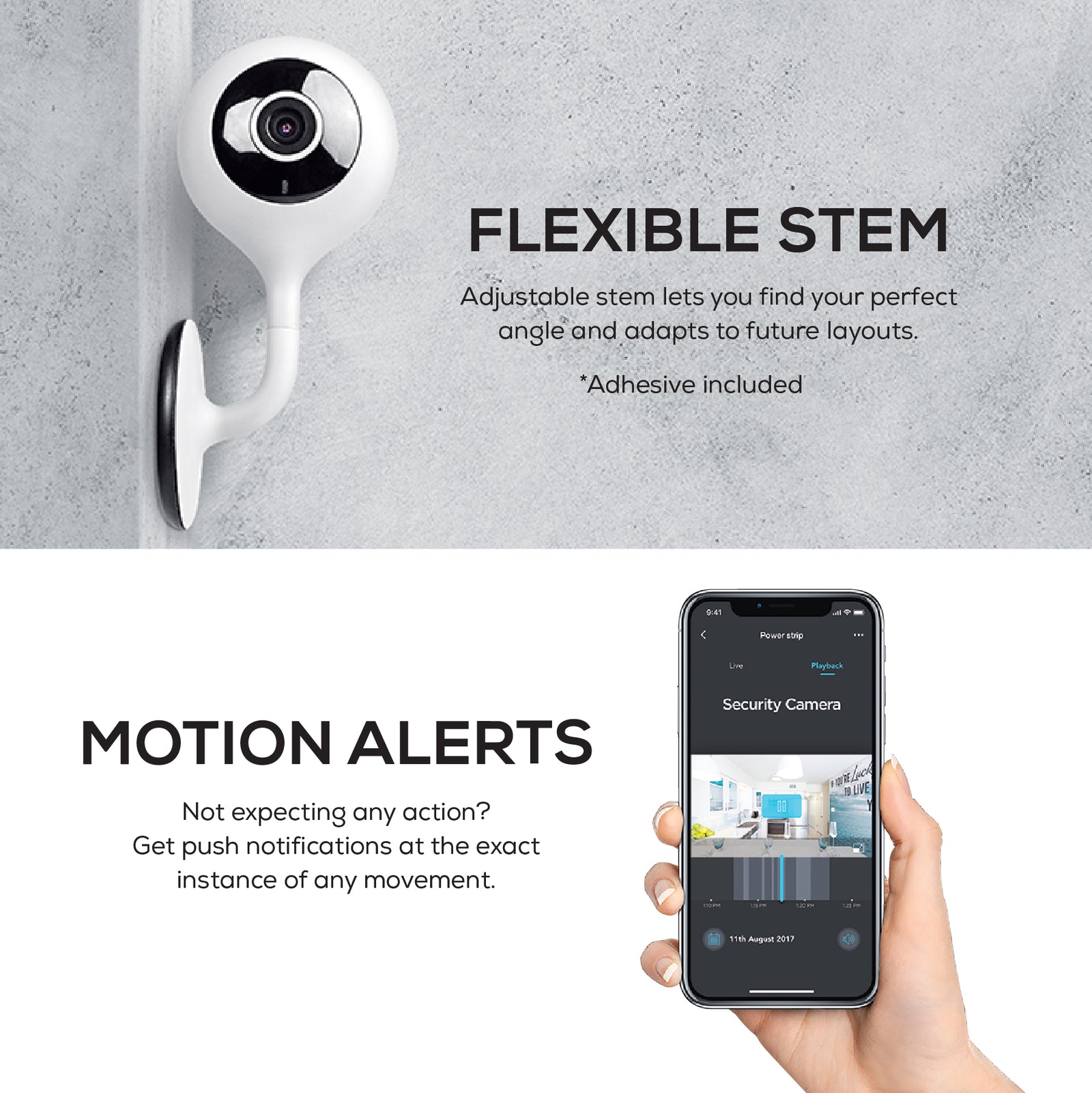 Smart WiFi 720P Camera with Voice Control, Requires 2.4GHz WiFi, White