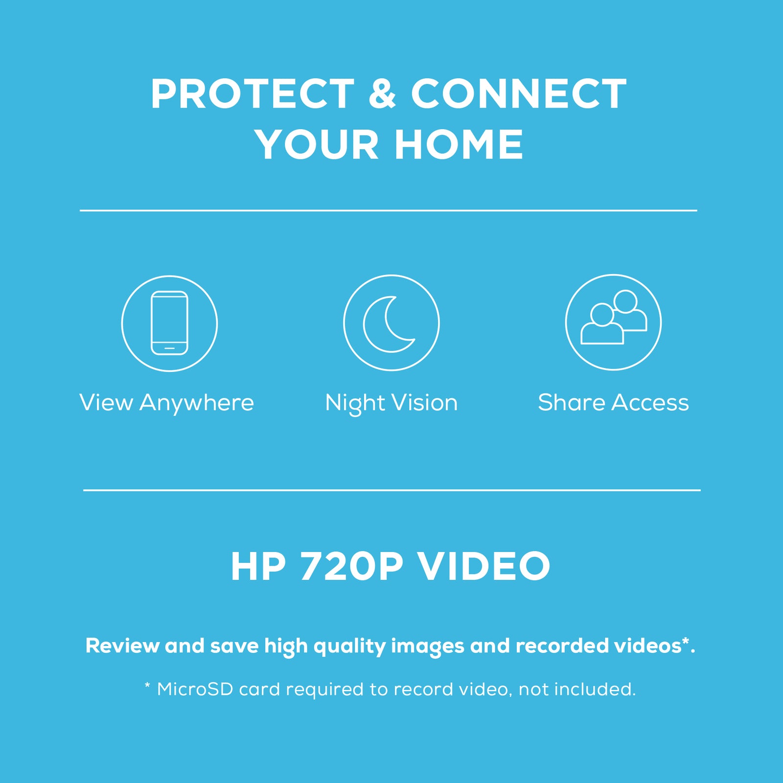 Smart WiFi 720P Camera with Voice Control, Requires 2.4GHz WiFi, White